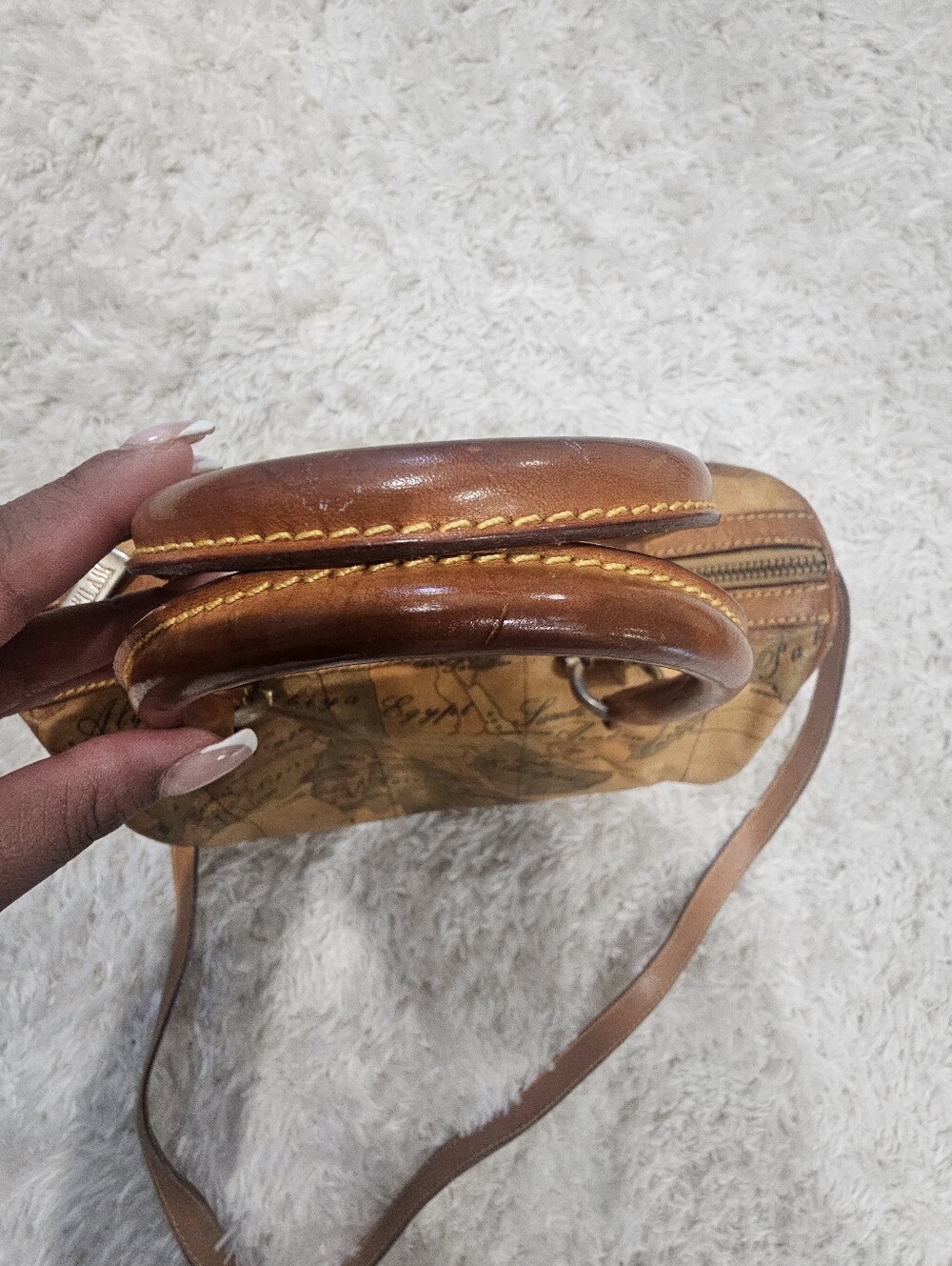 Alviero Martini Leather Map Two-Way Bag - Picture 5 of 9
